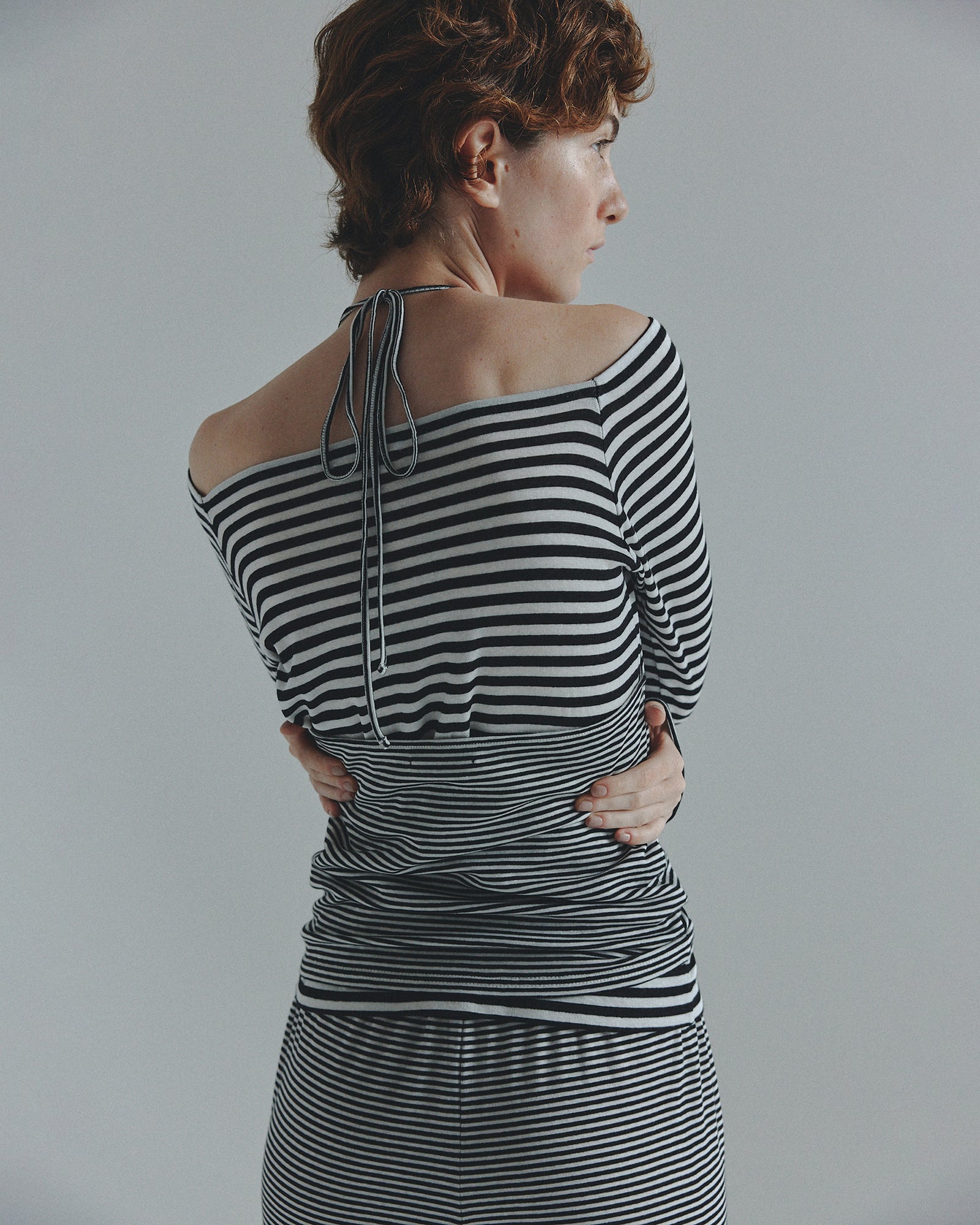 BORDER HALTER NECK TOPS(ハーフミラノリブボーダー BORDER HALTER NECK TOPS(ハーフミラノリブボーダー