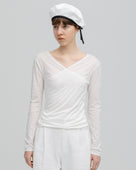 SHEER COTTON SLIT SLEEVE T-SHIRTS（シアーコットンカシュクールトップス）｜ONIT（オニット）OFFICIAL ONLINE STORE