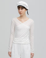 SHEER COTTON SLIT SLEEVE T-SHIRTS（シアーコットンカシュクールトップス）｜ONIT（オニット）OFFICIAL ONLINE STORE