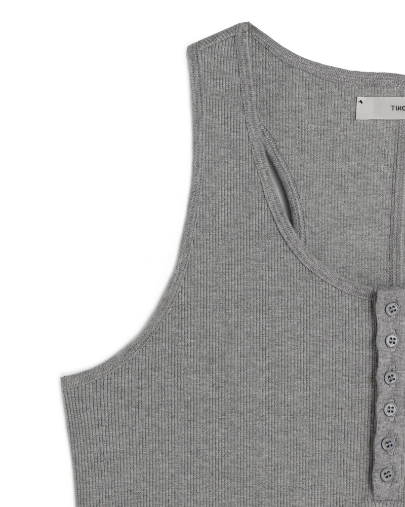 【ヘンリーネックのベスト】グレー RIB HENRY NECK TANK TOP （ベアテレコヘンリーネックタンク）｜ONIT